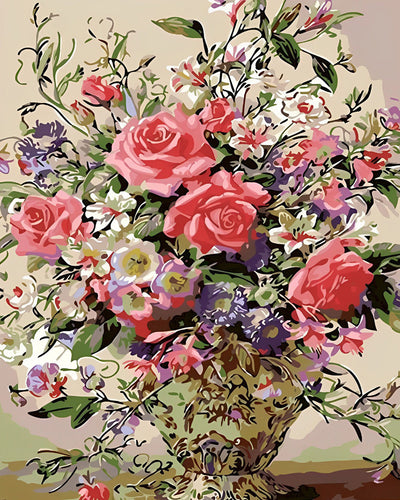 Roses Roses dans un Vase Retro Broderie Diamant
