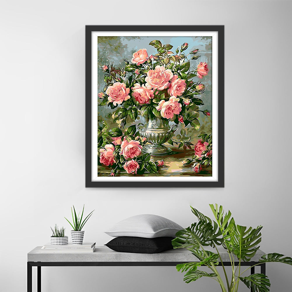 Roses Rouges et Boutons Broderie Diamant