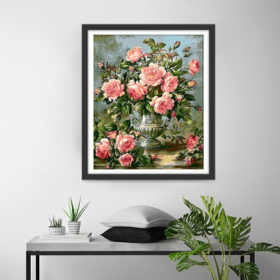 Roses Rouges et Boutons Broderie Diamant
