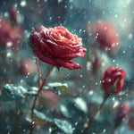 Roses Rouges sous la Pluie Broderie Diamant