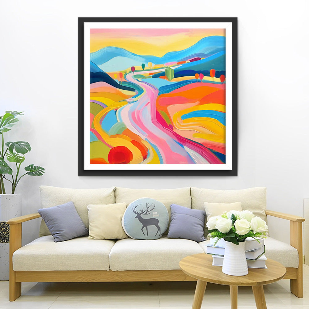 Route Arc-en-Ciel dans les Montagnes Broderie Diamant