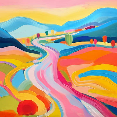Route Arc-en-Ciel dans les Montagnes Broderie Diamant