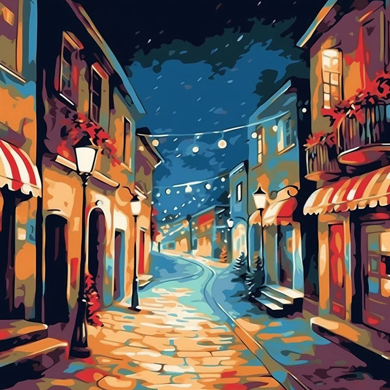 Rue de la Ville la Nuit Broderie Diamant