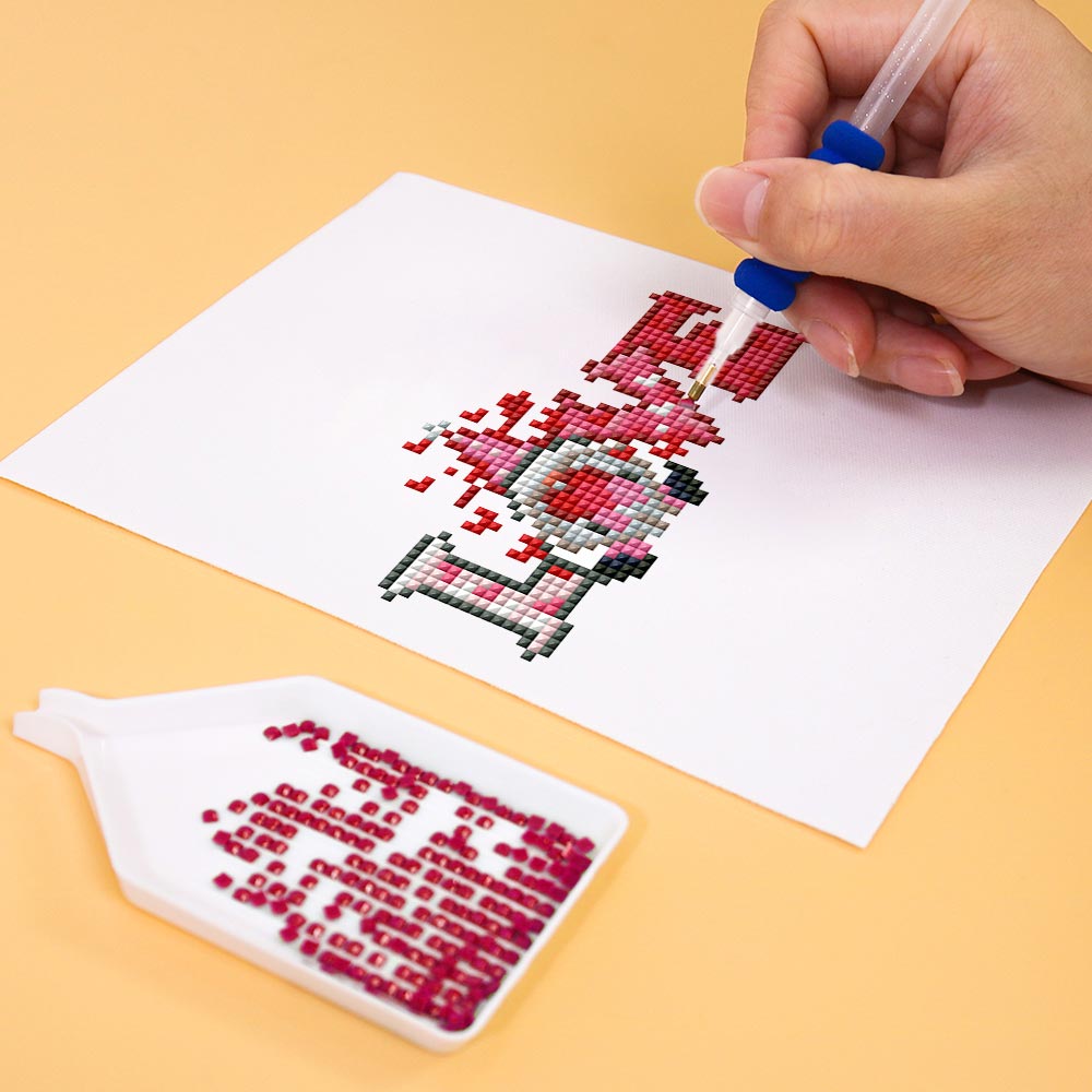 Saint–Valentin Rouge Romantique 12 Pièces – Kit de Broderie Diamant Mini