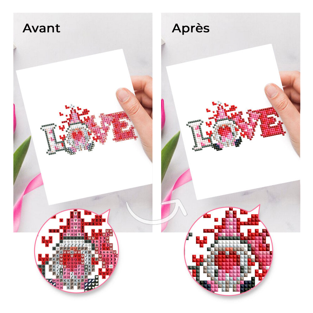 Saint–Valentin Rouge Romantique 12 Pièces – Kit de Broderie Diamant Mini