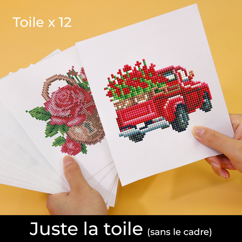 Saint–Valentin Rouge Romantique 12 Pièces – Kit de Broderie Diamant Mini