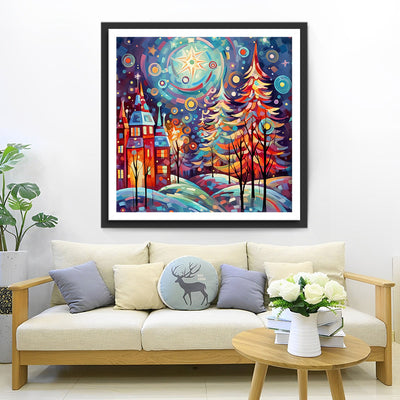 Sapin de Noël Abstrait et Château Broderie Diamant