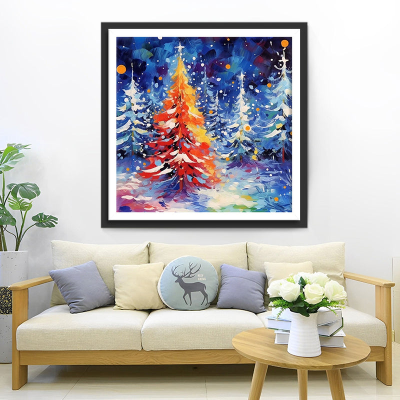 Sapin de Noël dans la Neige Broderie Diamant