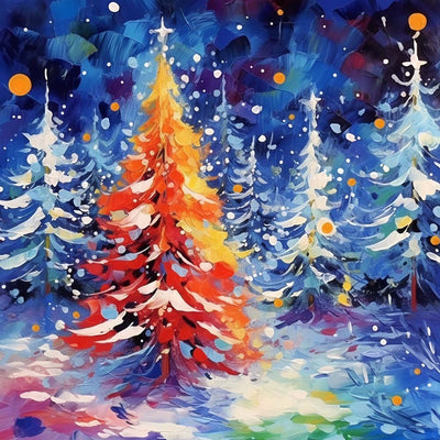 Sapin de Noël dans la Neige Broderie Diamant