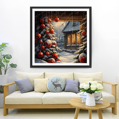 Sapin de Noël et Maison en Rondins Broderie Diamant