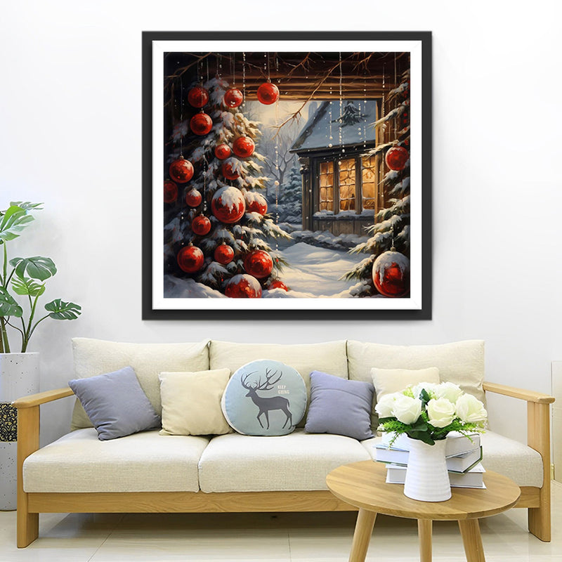 Sapin de Noël et Maison en Rondins Broderie Diamant