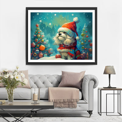 Sapins de Noël Cartoon et Chiot Broderie Diamant