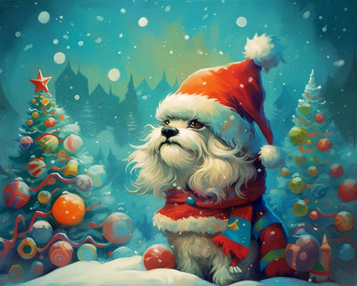 Sapins de Noël Cartoon et Chiot Broderie Diamant