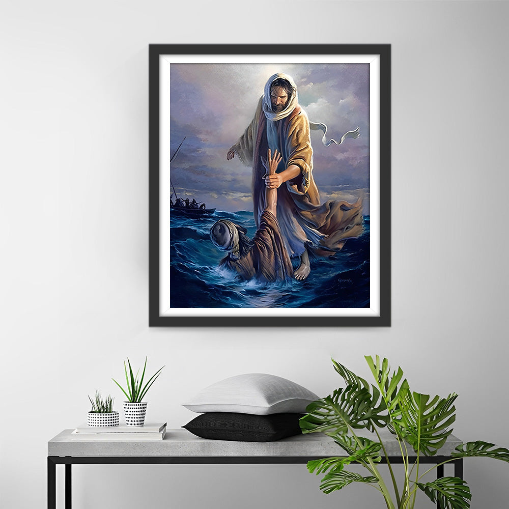 Sauver des Personnes de la Chute dans la Mer Broderie Diamant