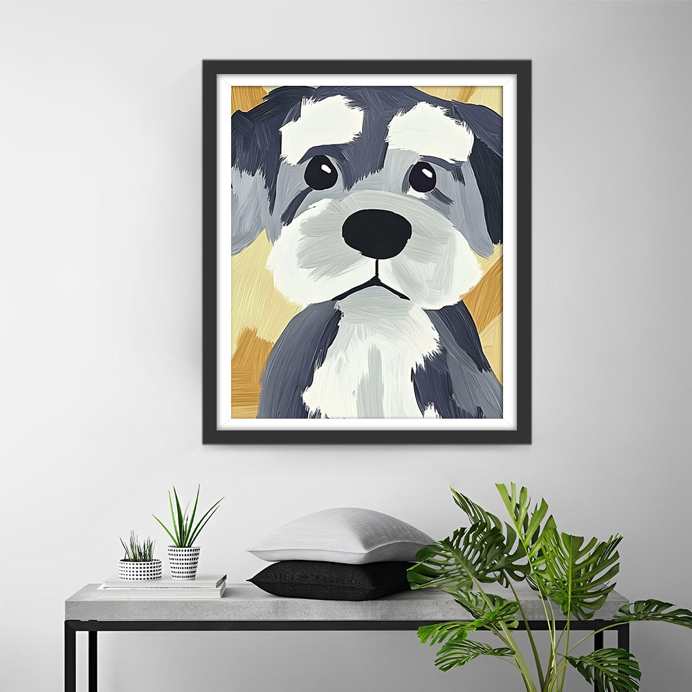 Schnauzer Triste Broderie Diamant