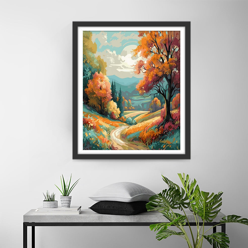 Sentier dans la Forêt en Automne Broderie Diamant