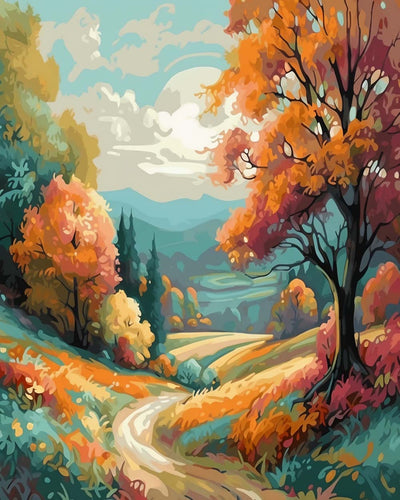 Sentier dans la Forêt en Automne Broderie Diamant