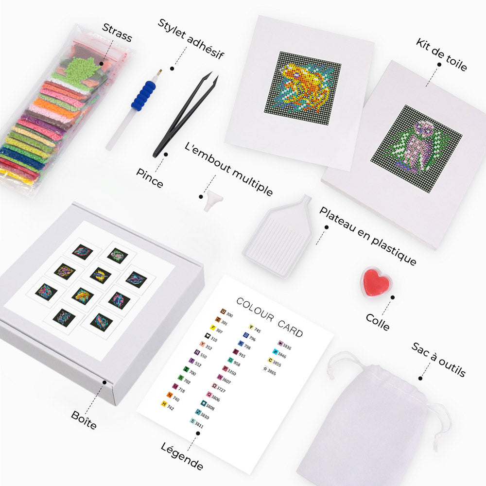 Série Animaux 10 Pièces – Kit de Broderie Diamant Mini