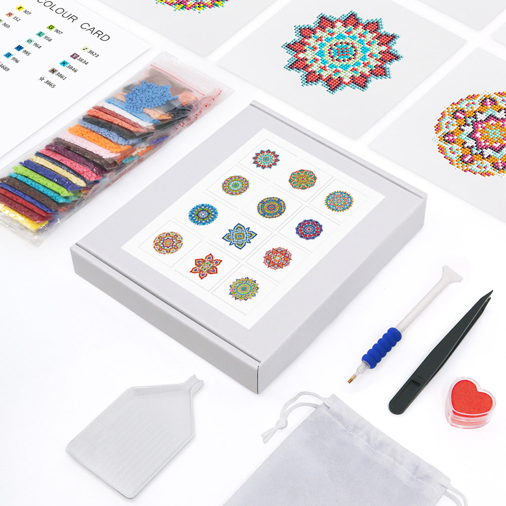 Série Mandala 12 Pièces – Kit de Broderie Diamant Mini