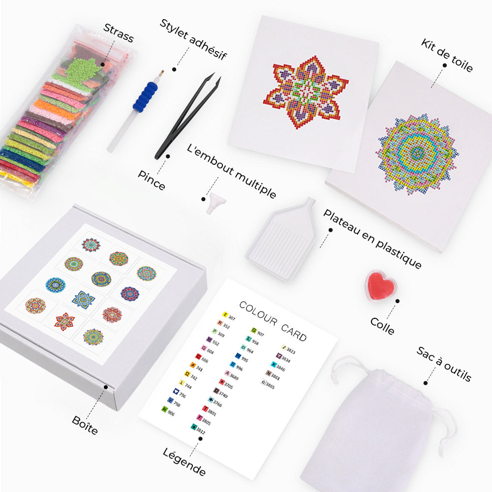 Série Mandala 12 Pièces – Kit de Broderie Diamant Mini