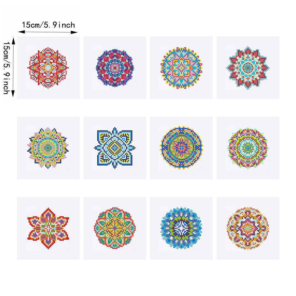 Série Mandala 12 Pièces – Kit de Broderie Diamant Mini