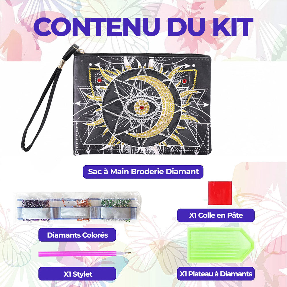 Soleil, Lune et Étoiles Broderie Diamant Sac Poignet