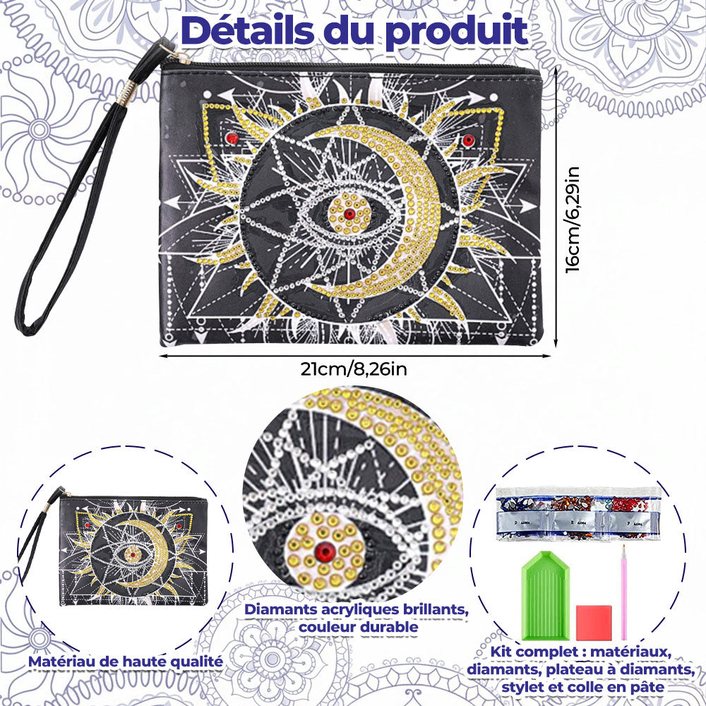 Soleil, Lune et Étoiles Broderie Diamant Sac Poignet