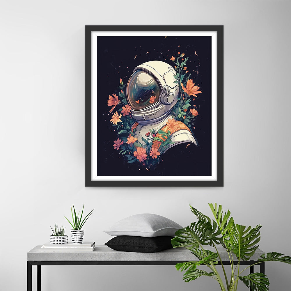 Space Marine Argente et Fleurs Roses Broderie Diamant