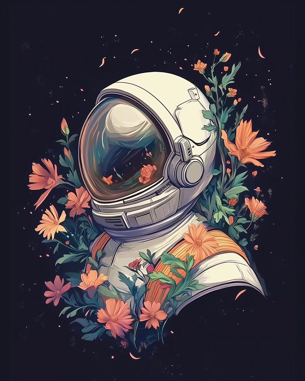 Space Marine Argente et Fleurs Roses Broderie Diamant