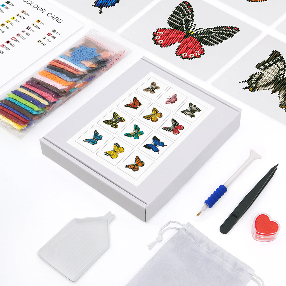 Spécimens de Papillons 12 Pièces – Kit de Broderie Diamant Mini