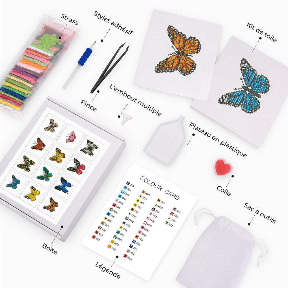 Spécimens de Papillons 12 Pièces – Kit de Broderie Diamant Mini