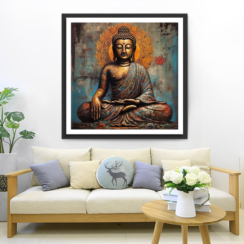 Statue de Bouddha en Bronze Broderie Diamant