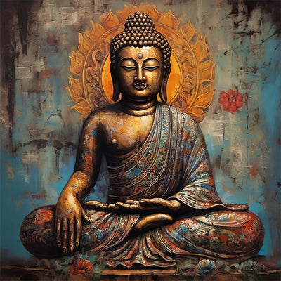Statue de Bouddha en Bronze Broderie Diamant
