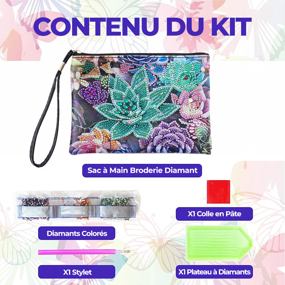 Succulentes Vigoureuses Broderie Diamant Sac Poignet