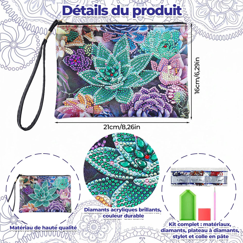 Succulentes Vigoureuses Broderie Diamant Sac Poignet