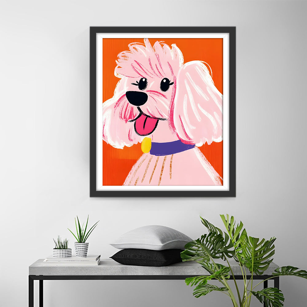 Super Mignon Caniche Blanc Broderie Diamant