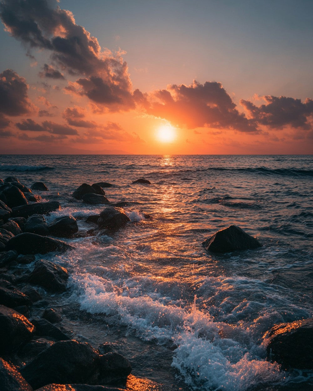 Surface Froide de la Mer au Crépuscule Broderie Diamant