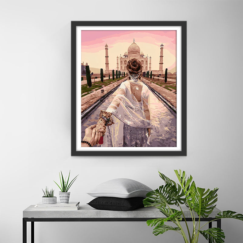 Taj Mahal et Femme Broderie Diamant