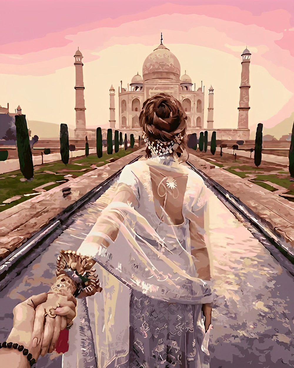 Taj Mahal et Femme Broderie Diamant