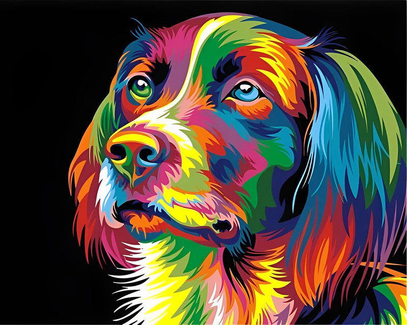 Tête de Chien Colorée dans l&