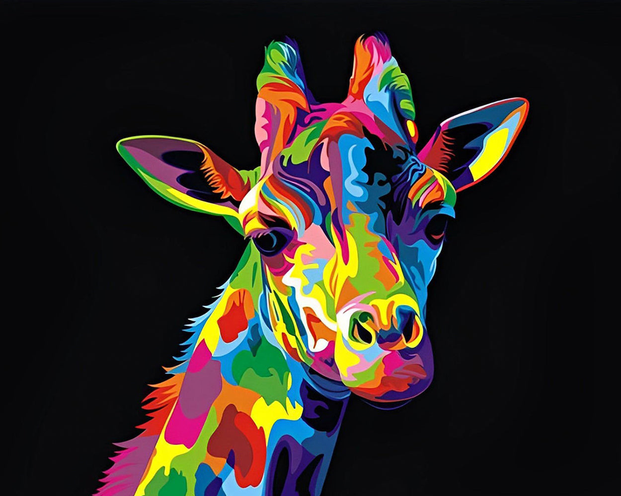 Tête de Girafe Colorée dans l'Obscurite Broderie Diamant