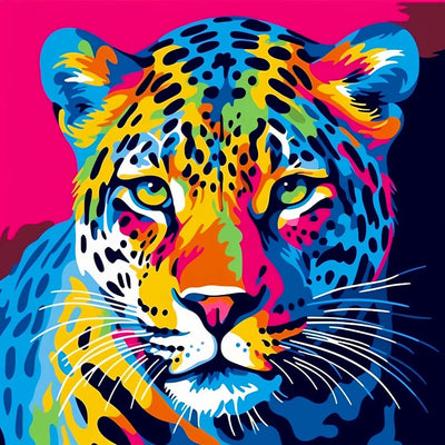 Tête de Leopard Colorée Broderie Diamant