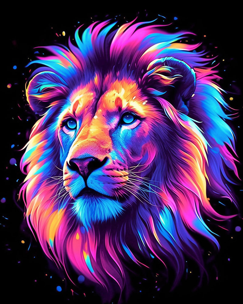 Tête de Lion Colorée Broderie Diamant