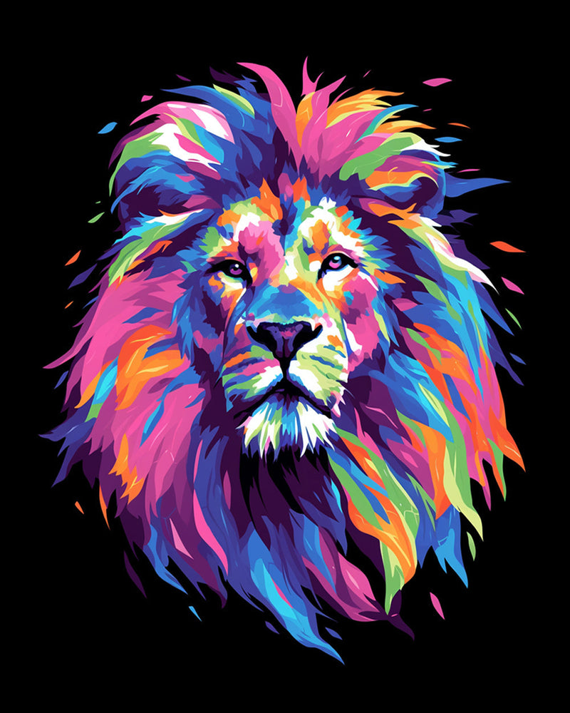 Tête de Lion Colorée Style Pop Art Broderie Diamant