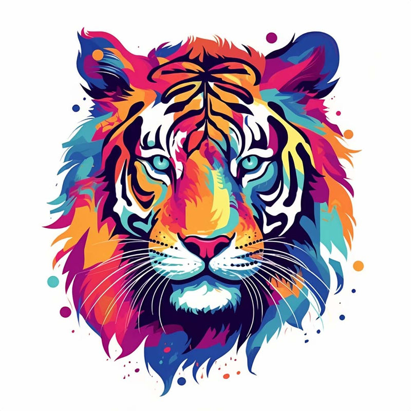 Tête de Tigre Colorée Broderie Diamant