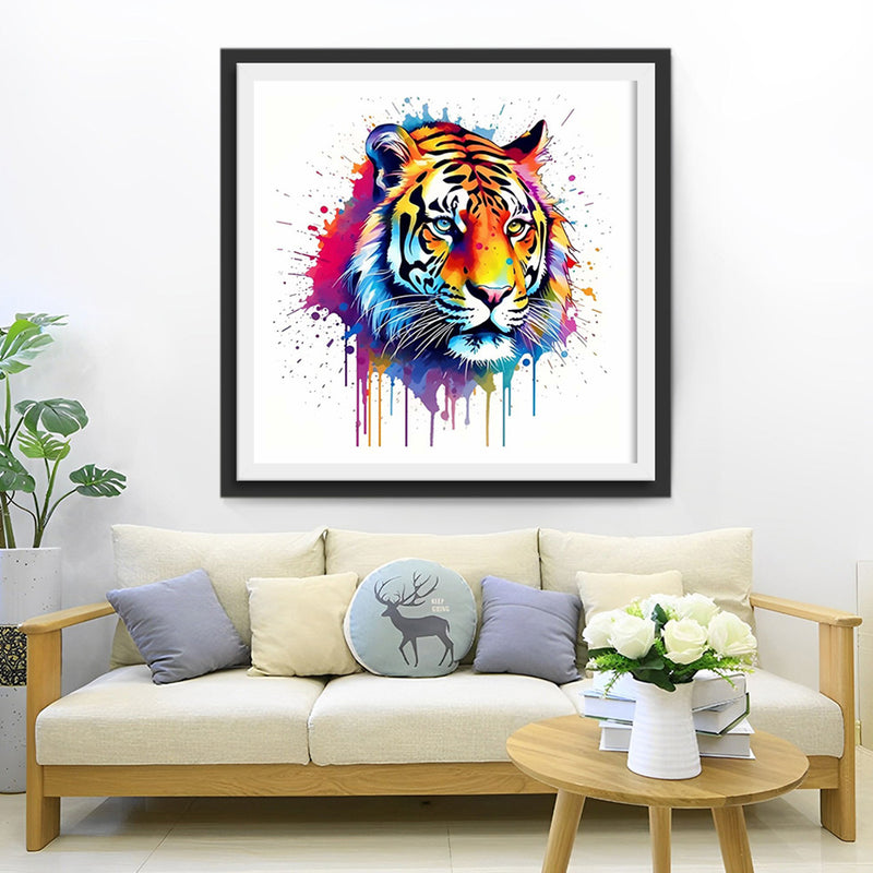 Tête de Tigre Style Aquarelle Broderie Diamant