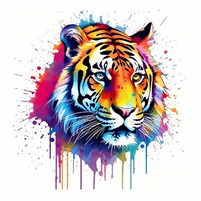 Tête de Tigre Style Aquarelle Broderie Diamant