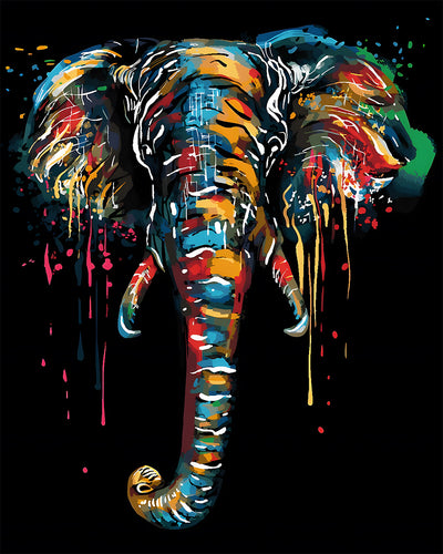 Tête d'elephant dans l'Obscurite Broderie Diamant