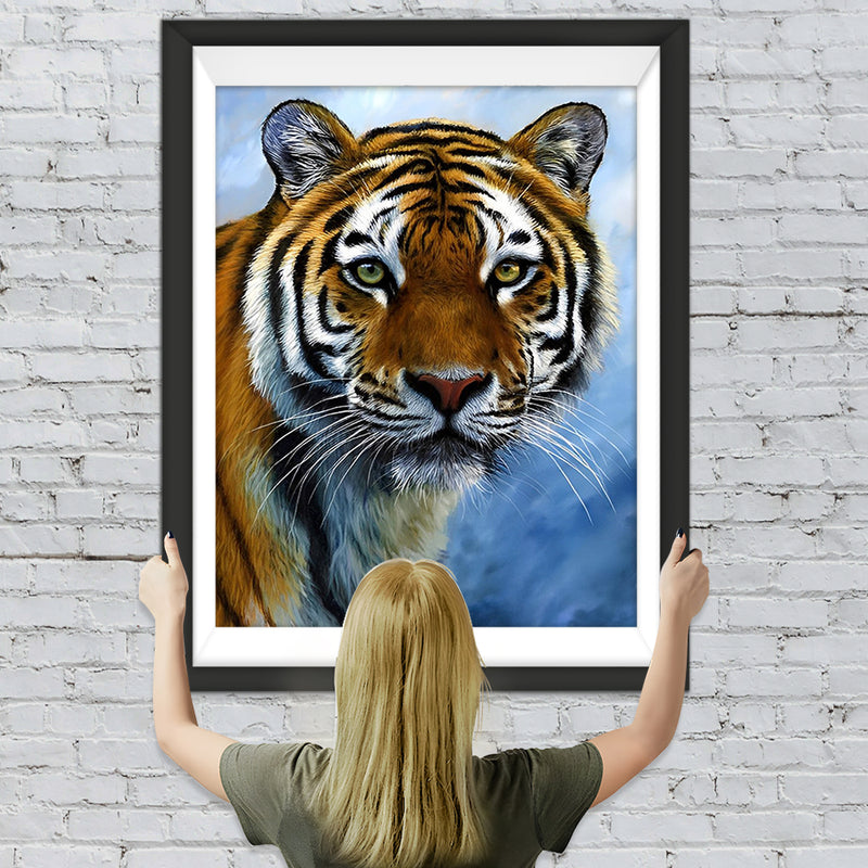Tigre aux Yeux Vairons Broderie Diamant