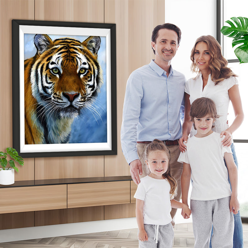 Tigre aux Yeux Vairons Broderie Diamant